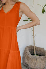 FAM-FAM Tiered V-Neck Sleeveless Dress - Amexza
