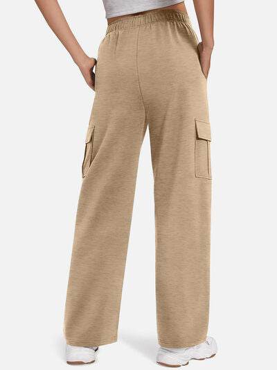 Pocketed High Waist Pants - Amexza