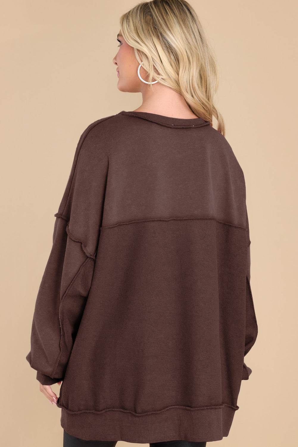 Exposed Seam Long Sleeve Sweatshirt - Amexza