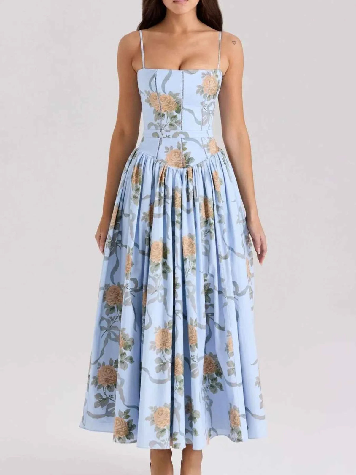 Floral Print Square Neck Cami Maxi Dress