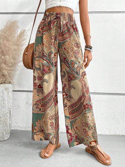 Printed Wide Leg Pants Camel for a perfect OOTD – dress to impress outfits from Amexza