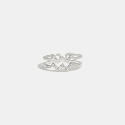 Wave Shape Inlaid Zircon Open Ring Silver for a perfect OOTD – dress to impress outfits from Amexza