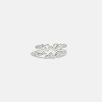 Wave Shape Inlaid Zircon Open Ring Silver for a perfect OOTD – dress to impress outfits from Amexza