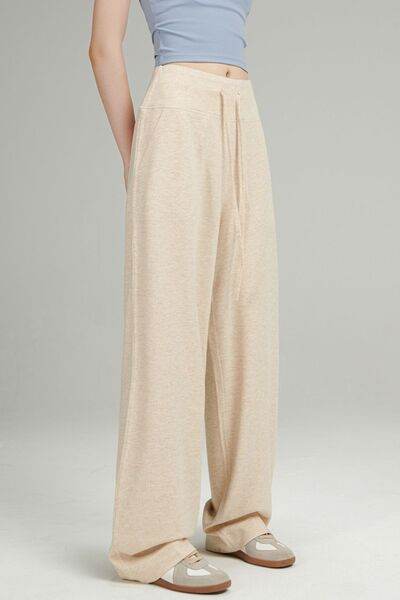 Basic Bae Drawstring Wide Leg Pants with Pockets - Amexza