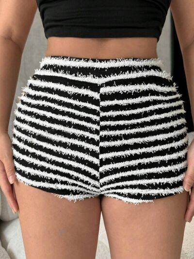 Striped High Waist Shorts Black for a perfect OOTD – dress to impress outfits from Amexza