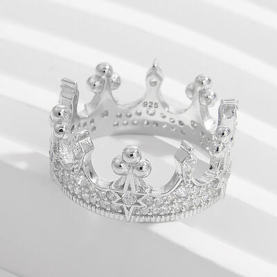 Crown Shape Zircon 925 Sterling Silver Ring for a perfect OOTD – dress to impress outfits from Amexza