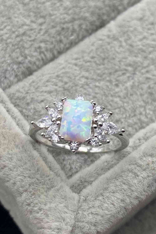 925 Sterling Silver Zircon and Opal Ring for a perfect OOTD – dress to impress outfits from Amexza