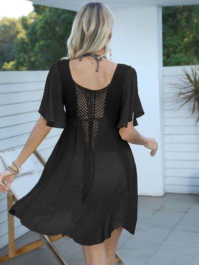 Openwork Flutter Sleeve Cover-Up Dress for a perfect OOTD – dress to impress outfits from Amexza