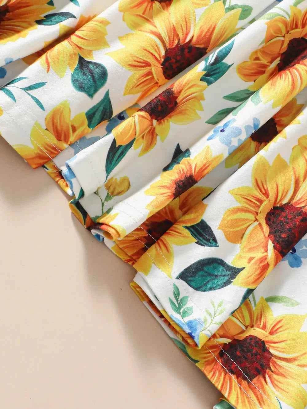 Kids Sunflower Print Round Neck Long Sleeve Dress for a perfect OOTD – dress to impress outfits from Amexza