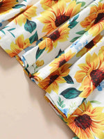 Kids Sunflower Print Round Neck Long Sleeve Dress for a perfect OOTD – dress to impress outfits from Amexza