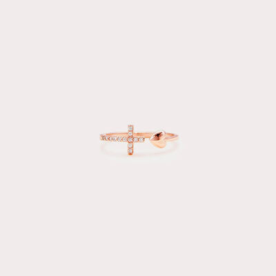 Heart Shape Cross Inlaid Zircon Open Ring Rose Gold One Size for a perfect OOTD – dress to impress outfits from Amexza