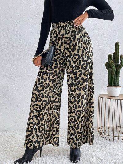 Printed Elastic Waist Wide Leg Pants for a perfect OOTD – dress to impress outfits from Amexza