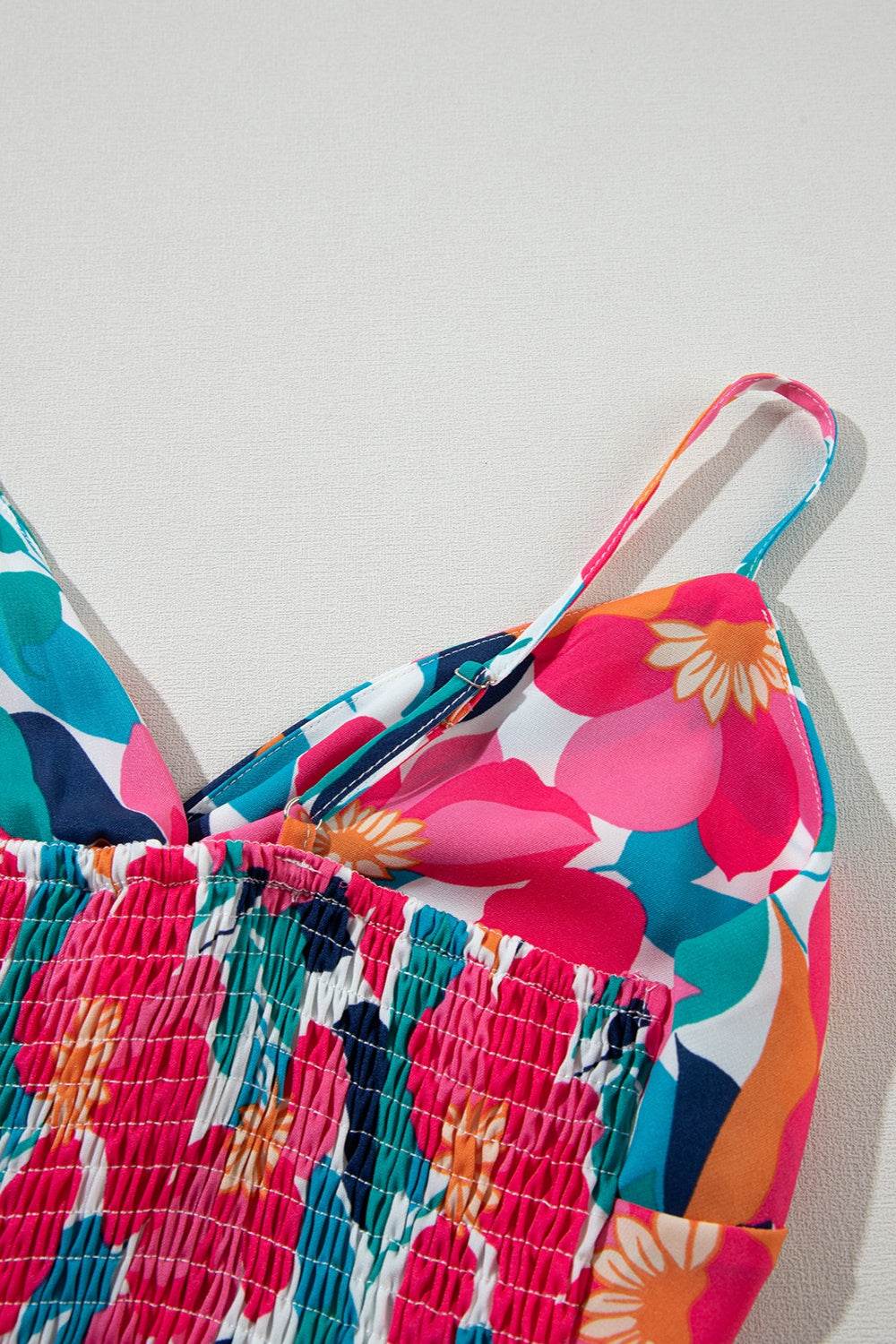 Printed V-Neck Maxi Cami Dress - Amexza