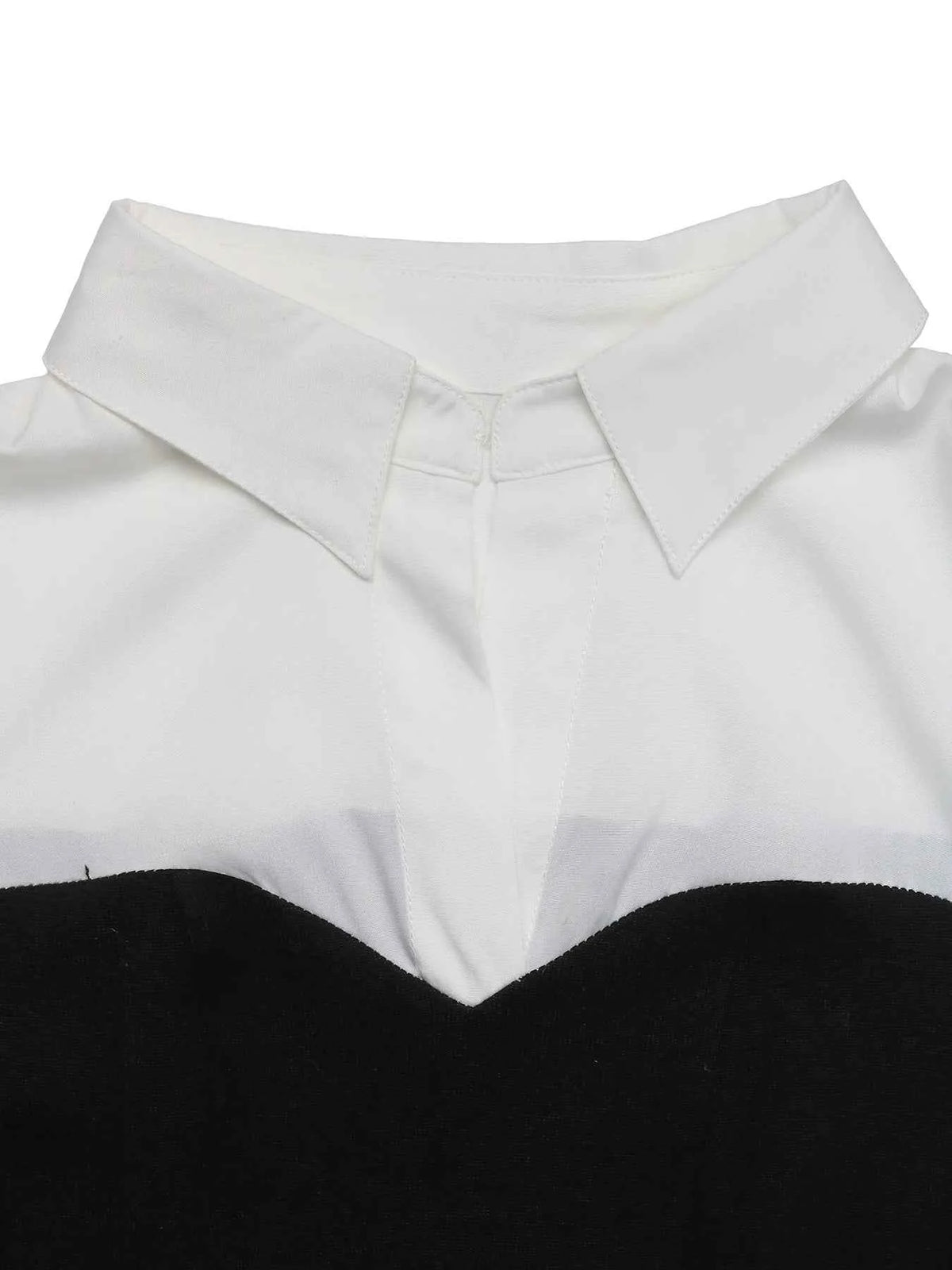 Two Tone Pleated Long Sleeve Shirt Dress