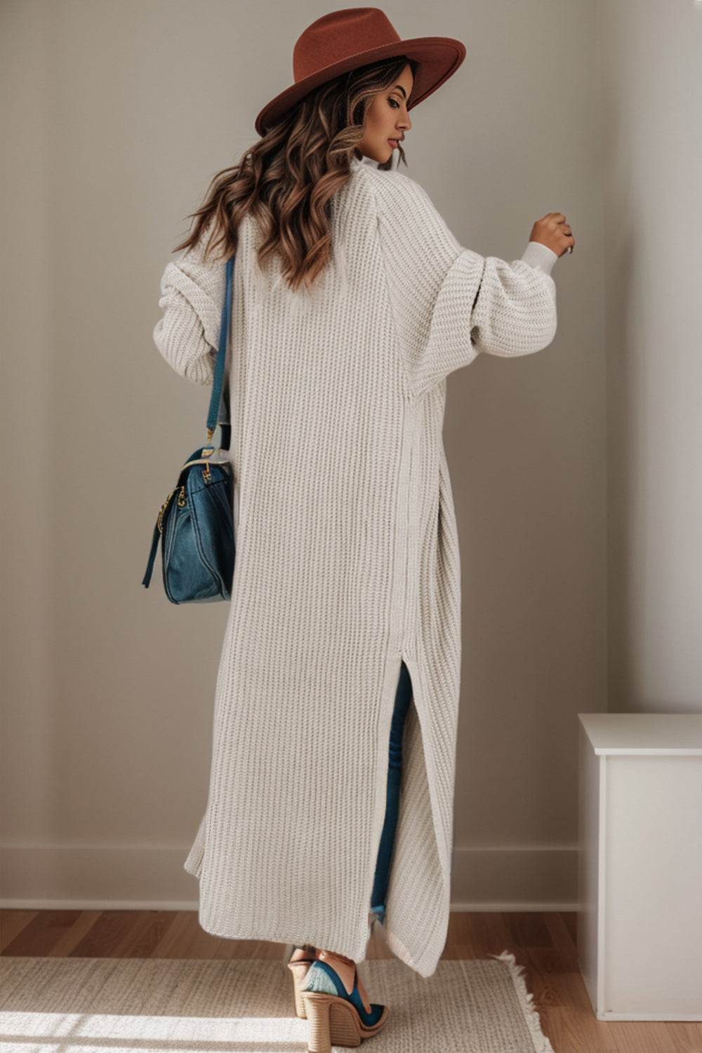 Open Front Side Slit Cardigan for a perfect OOTD – dress to impress outfits from Amexza