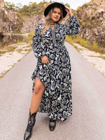 Plus Size Long Sleeve Maxi Dress - Amexza