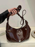 Butterfly Ruched Strap Shoulder Bag Chocolate One Size for a perfect OOTD – dress to impress outfits from Amexza