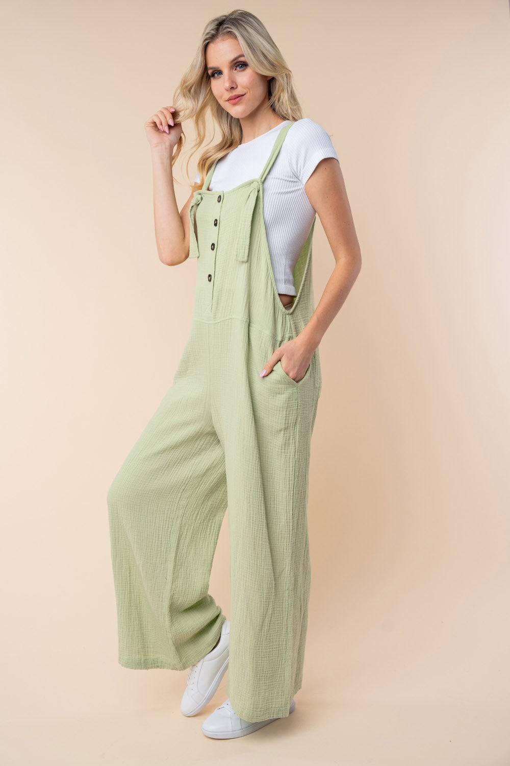 White Birch Texture Sleeveless Wide Leg Jumpsuit for a perfect OOTD – dress to impress outfits from Amexza