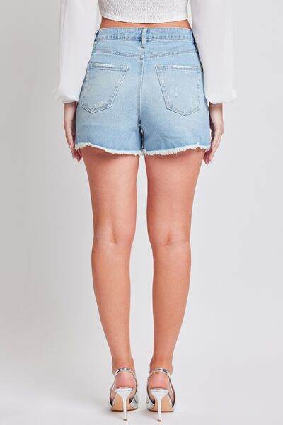 YMI Jeanswear Distressed Frayed Hem Denim Shorts for a perfect OOTD – dress to impress outfits from Amexza