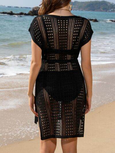 Openwork V-Neck Cap Sleeve Cover-Up for a perfect OOTD – dress to impress outfits from Amexza