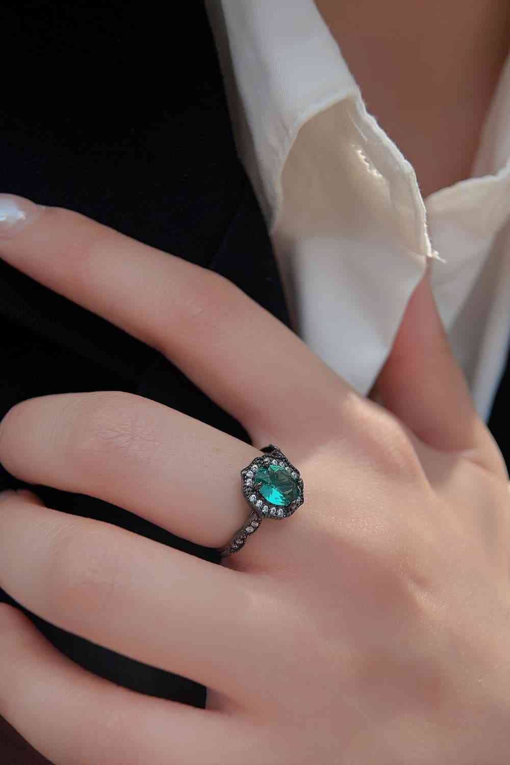 925 Sterling Silver Paraiba Blue Zircon 4-Prong Ring for a perfect OOTD – dress to impress outfits from Amexza