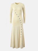 Openwork Round Neck Long Sleeve Sweater Dress for a perfect OOTD – dress to impress outfits from Amexza