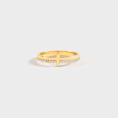 Zircon 925 Sterling Silver Cross Ring Gold for a perfect OOTD – dress to impress outfits from Amexza