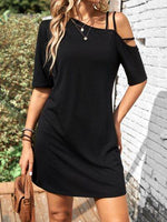 Asymmetrical Neck Half Sleeve Mini Dress for a perfect OOTD – dress to impress outfits from Amexza