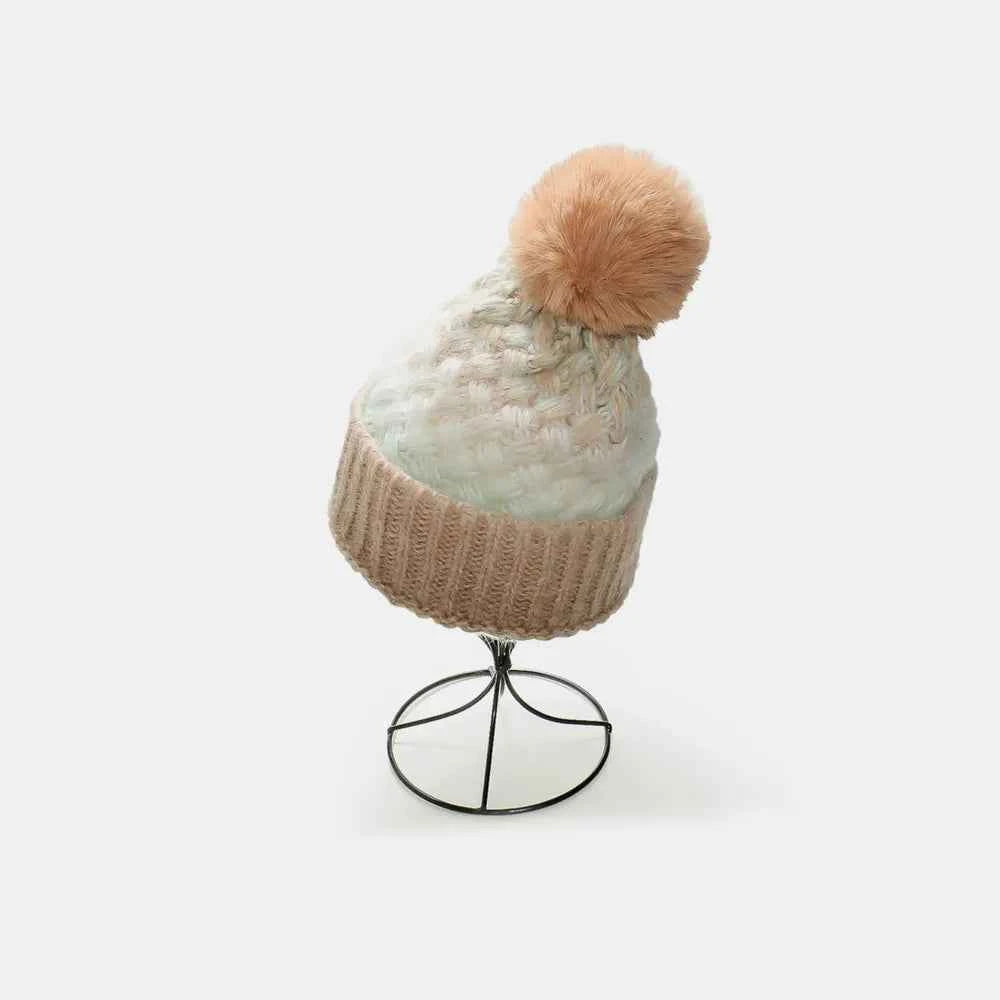 Gradient Knit Hat with Pompom Camel One Size for a perfect OOTD – dress to impress outfits from Amexza