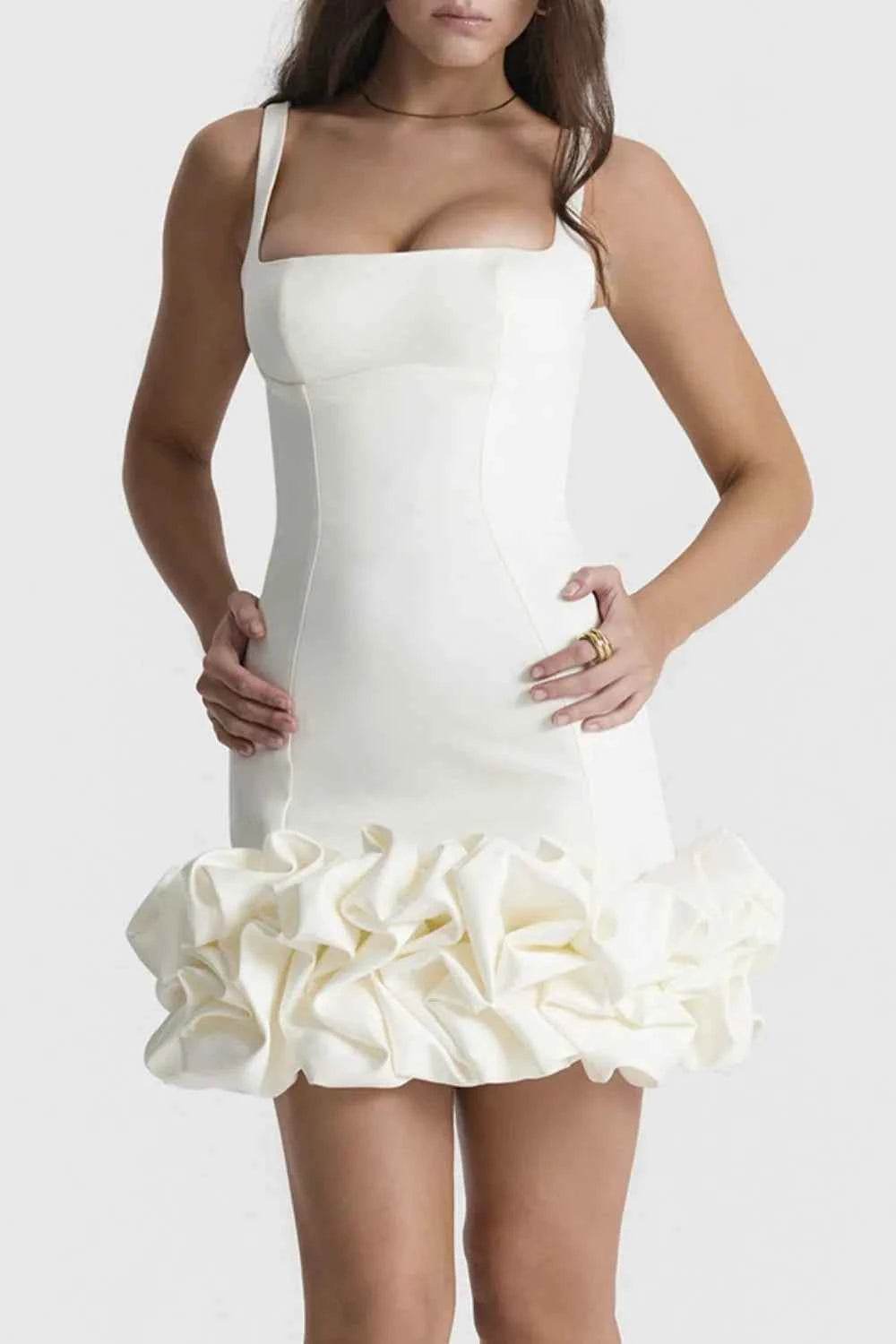 Ruched Square Neck Sleeve Mini Dress for a perfect OOTD – dress to impress outfits from Amexza