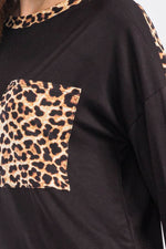 Celeste Full Size Leopard Round Neck Dropped Shoulder T-Shirt - Amexza