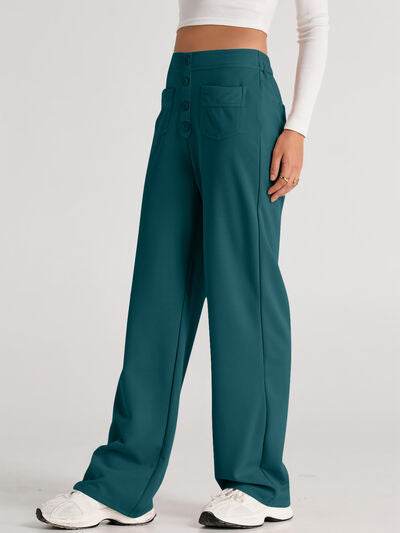 High Waist Wide Leg Pants Deep Teal for a perfect OOTD – dress to impress outfits from Amexza