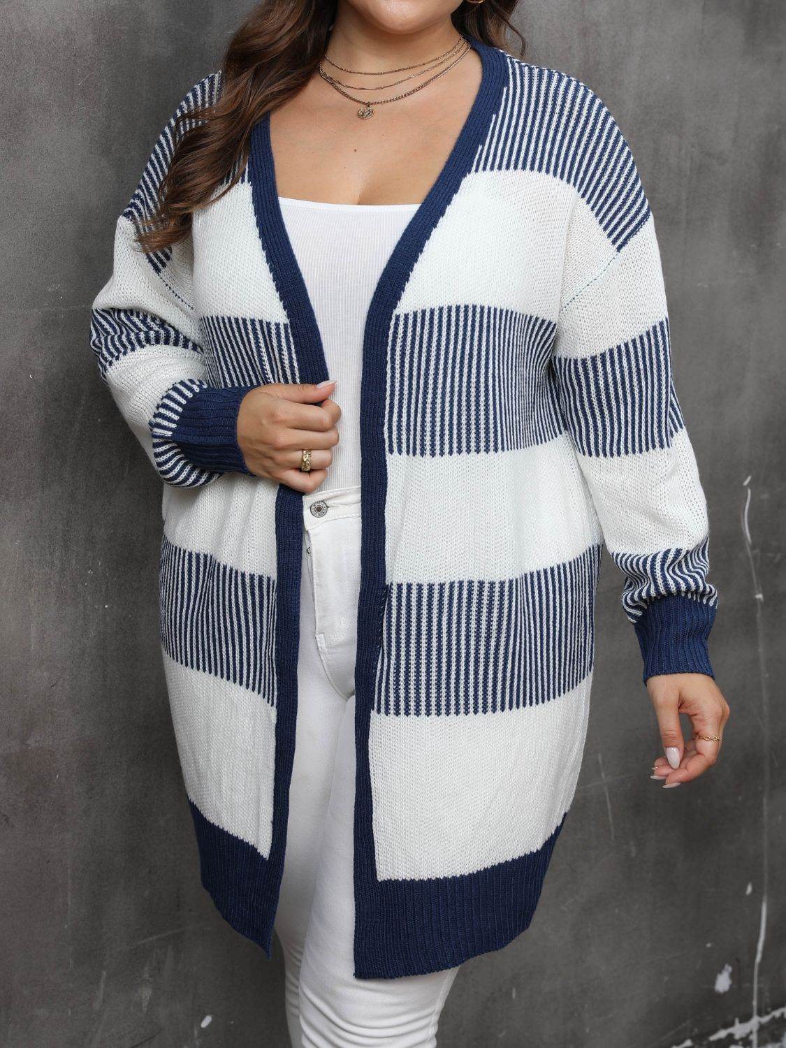 Plus Size Open Front Long Sleeve Cardigan for a perfect OOTD – dress to impress outfits from Amexza