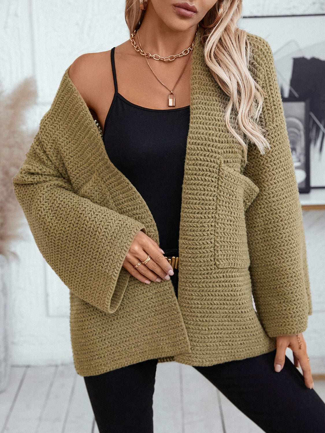 Open Front Long Sleeve Cardigan for a perfect OOTD – dress to impress outfits from Amexza