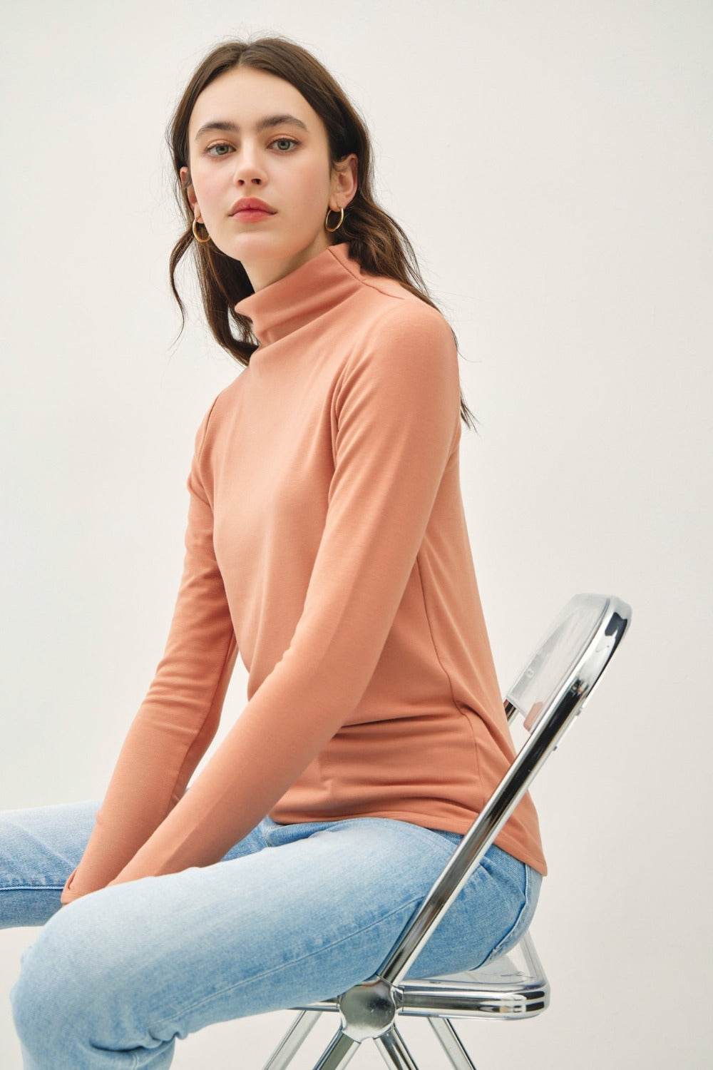 Be Cool Mock Neck Long Sleeve T-Shirt for a perfect OOTD – dress to impress outfits from Amexza