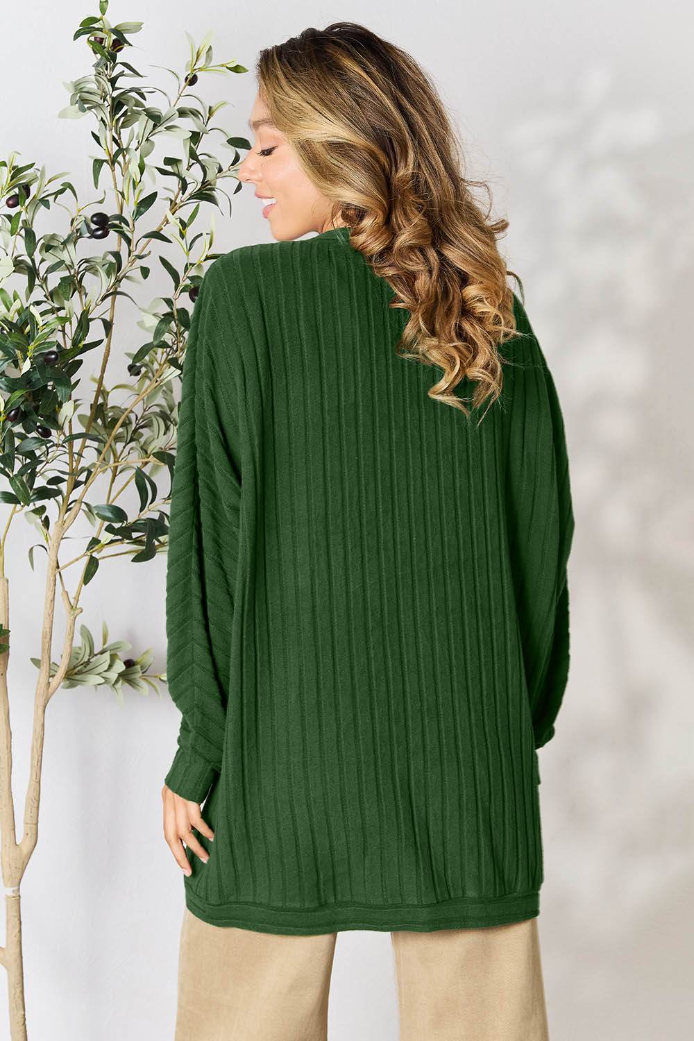 Basic Bae Full Size Ribbed Cocoon Cardigan for a perfect OOTD – dress to impress outfits from Amexza