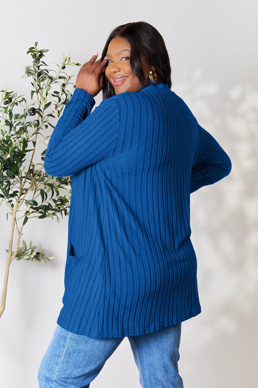 Basic Bae Full Size Ribbed Open Front Cardigan with Pockets for a perfect OOTD – dress to impress outfits from Amexza