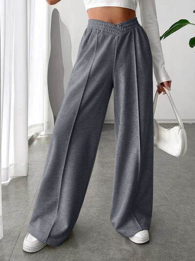 Elastic Waist Wide Leg Pants Dark Gray for a perfect OOTD – dress to impress outfits from Amexza