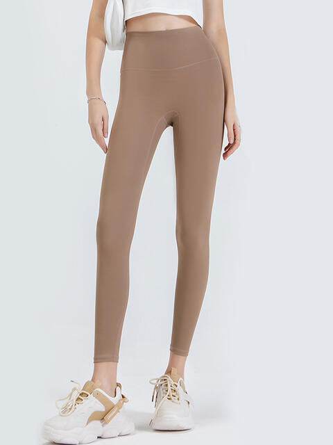 Wide Waistband Sports Leggings Khaki for a perfect OOTD – dress to impress outfits from Amexza