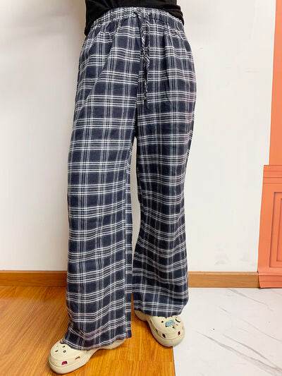 Plaid Drawstring Wide Leg Pants for a perfect OOTD – dress to impress outfits from Amexza