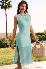 Slit Round Neck Sleeveless Sweater Dress for a perfect OOTD – dress to impress outfits from Amexza