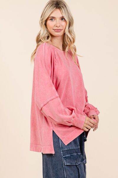 Mittoshop Mineral Wash Raglan Long Sleeve Oversized Top for a perfect OOTD – dress to impress outfits from Amexza