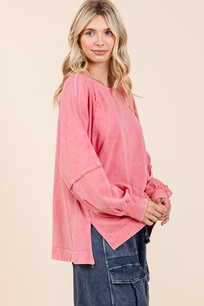 Mittoshop Mineral Wash Raglan Long Sleeve Oversized Top for a perfect OOTD – dress to impress outfits from Amexza