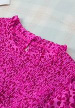 Ruched Leopard Mock Neck Long Sleeve Blouse - Amexza