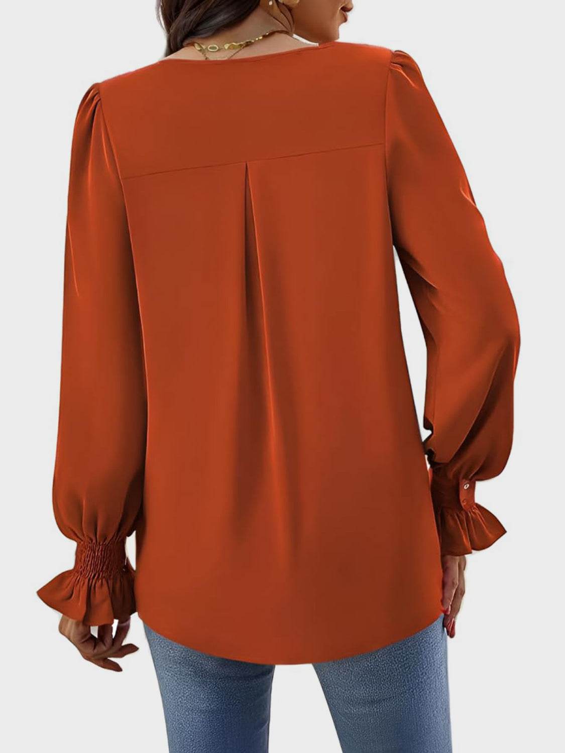 V-Neck Flounce Sleeve Top for a perfect OOTD – dress to impress outfits from Amexza