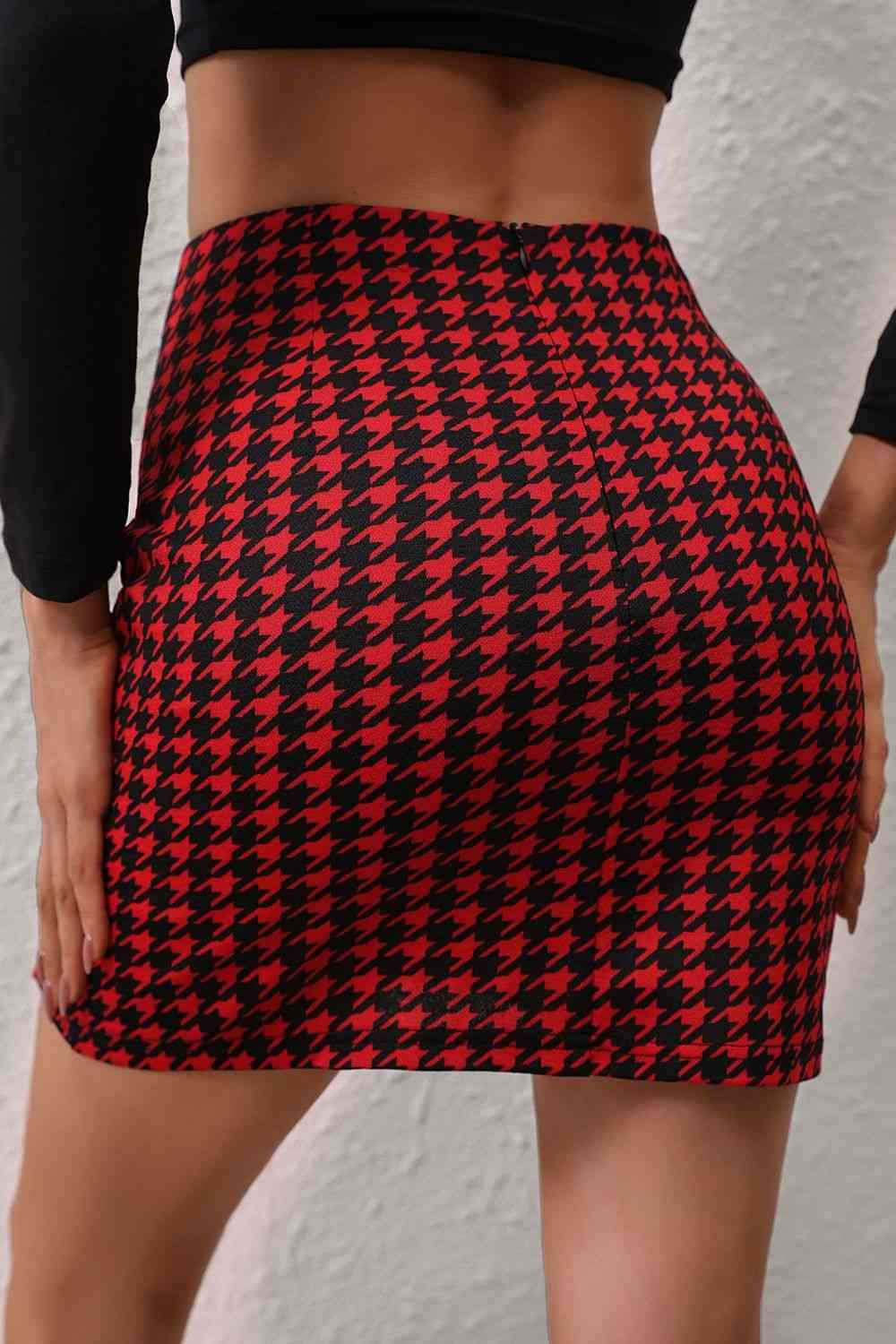 Honey Houndstooth Slit Mini Skirt for a perfect OOTD – dress to impress outfits from Amexza