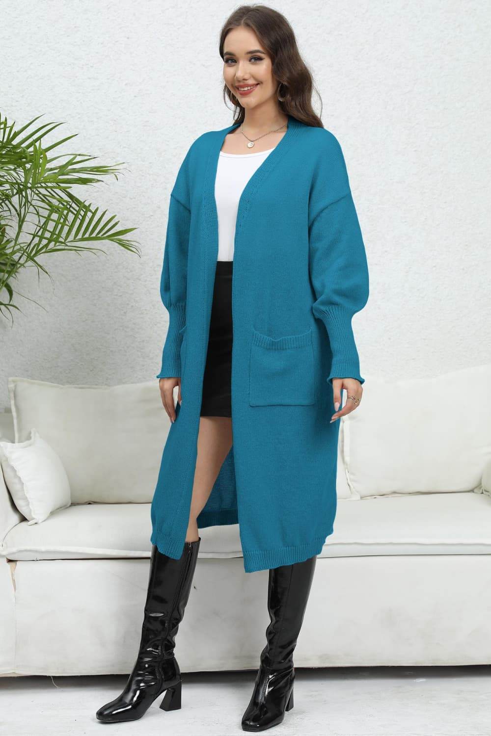 Open Front Dropped Shoulder Cardigan for a perfect OOTD – dress to impress outfits from Amexza