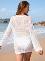 Openwork Dropped Shoulder Long Sleeve Cover-Up for a perfect OOTD – dress to impress outfits from Amexza