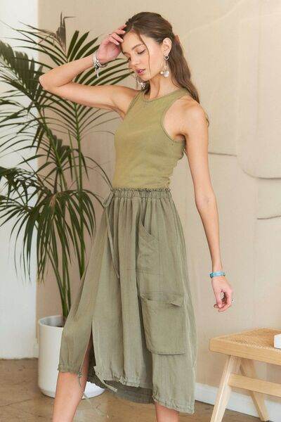 ADORA Drawstring Sleeveless Washed Dress for a perfect OOTD – dress to impress outfits from Amexza