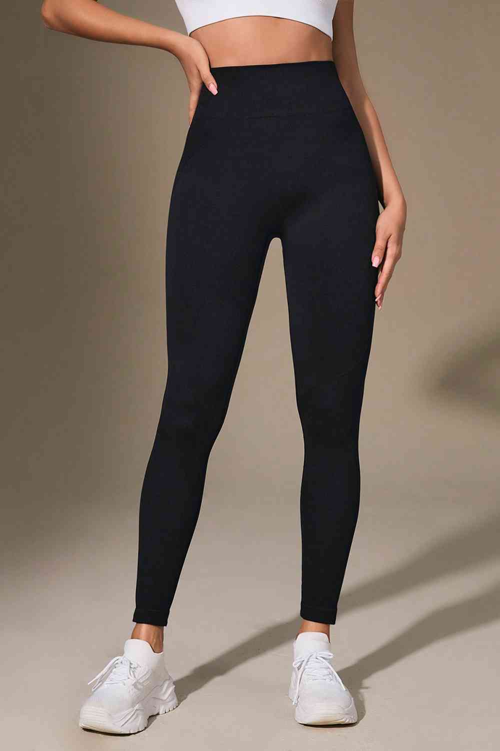 Wide Waistband Sports Leggings Black for a perfect OOTD – dress to impress outfits from Amexza